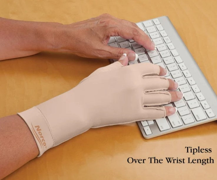 Compression Gloves - Tipless Finger, Over the Wrist (Single)